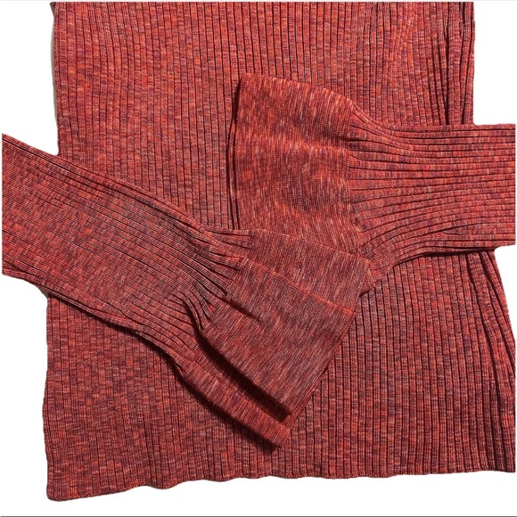 Theory Cabled Print Ribbed Boat Neck Sweater Top SUNSET MULTI Size M - Picture 9 of 11